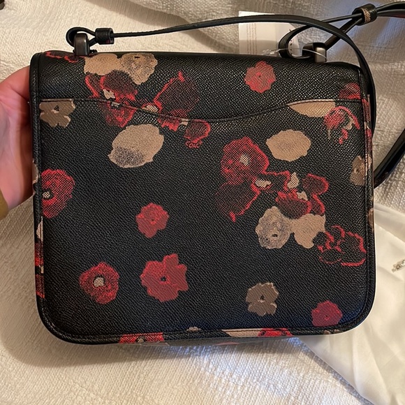 COACH -Page leather saddle bag in black floral - 33615 - NWT❤️ - Picture 2 of 12